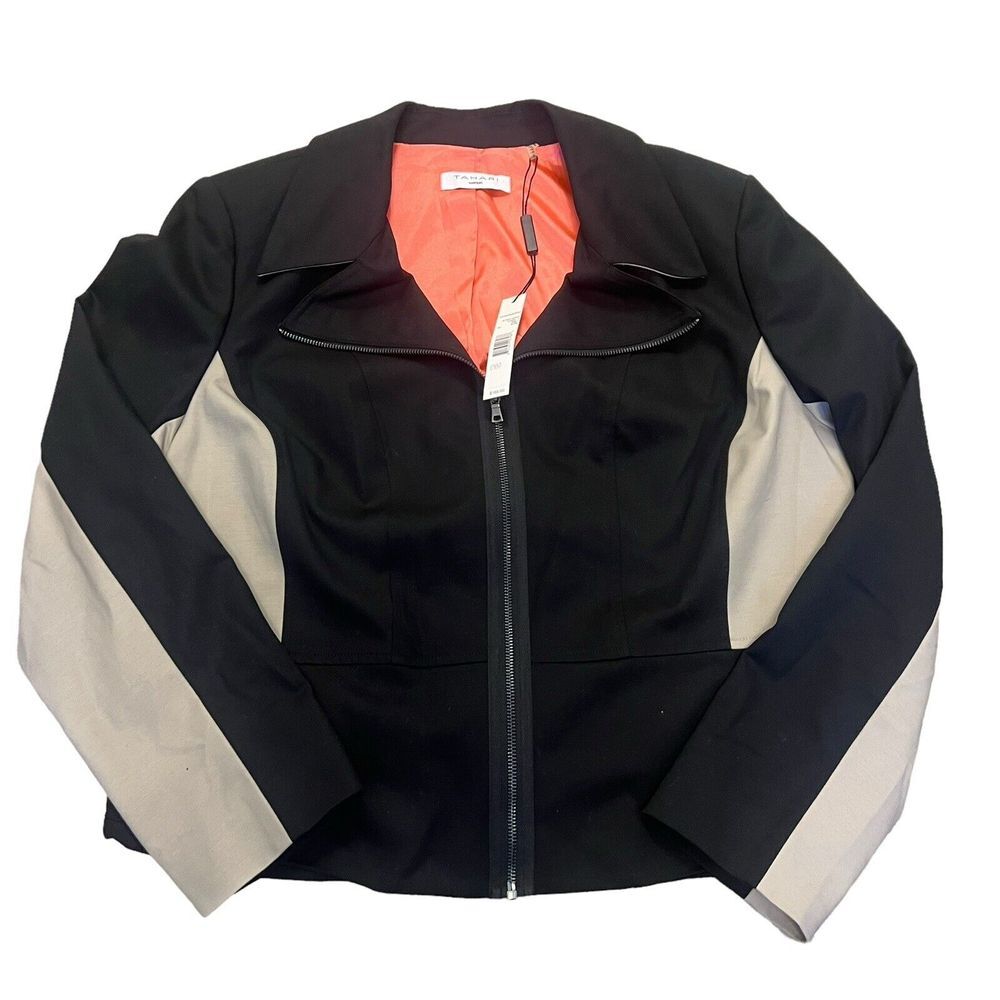 Tahari Women's Althea Jacket Black and Gray Blazer Style 531MR113 Size 16